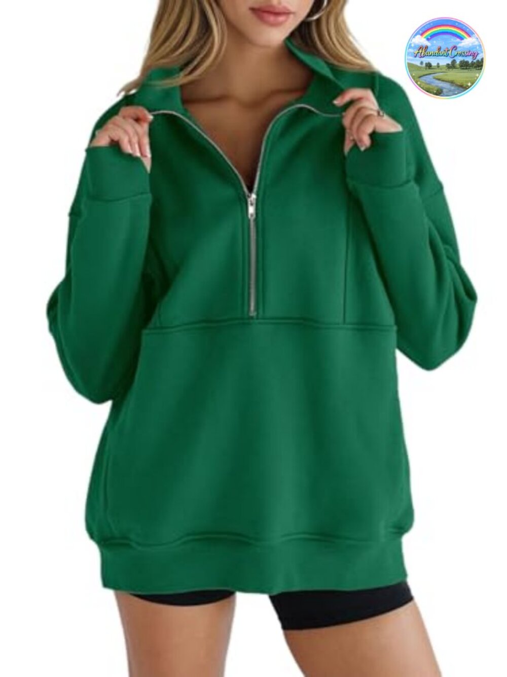 Women's Half Zip Fleece Sweatshirt Oversized Pullover with Pockets